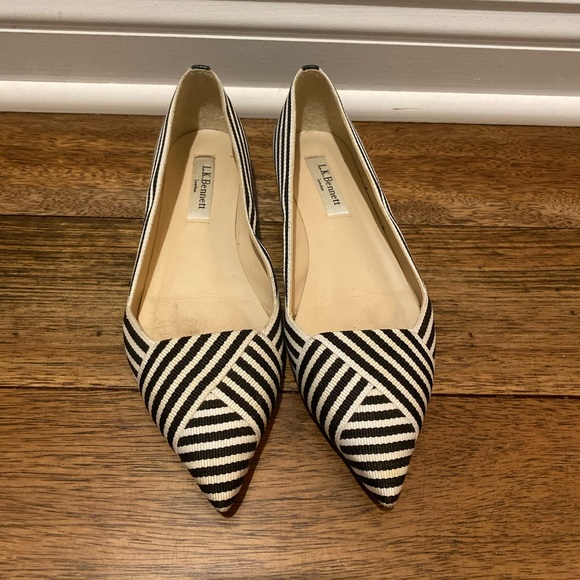 L.K. Bennett London Savannah Black Stripe Flats sz 36/6 - Picture 3 of 6